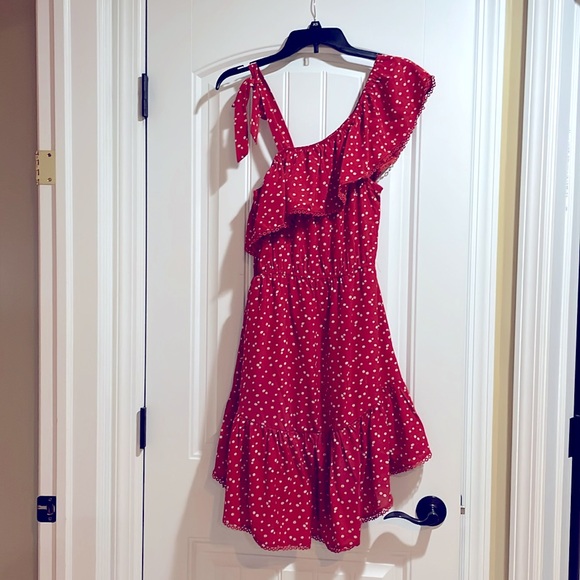 Red white asymmetrical sundress. - Picture 2 of 7